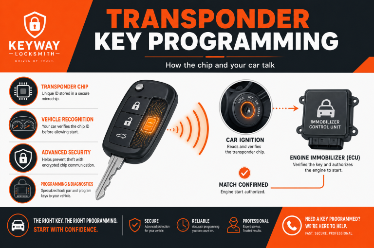 Infographic banner explaining transponder key programming for vehicles in Tucson